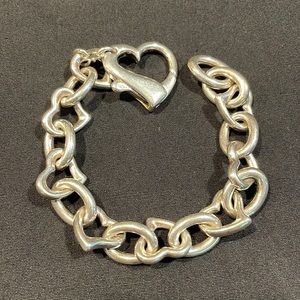 Milor Italy Heart Clasp Link Bracelet 925 Sterling Silver 7” Women’s 1.0 oz